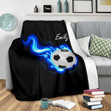Load image into Gallery viewer, Personalized soccer blanket - custom soccer fleece blanket