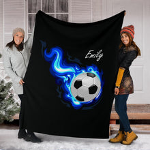 Load image into Gallery viewer, Personalized soccer blanket - custom soccer fleece blanket