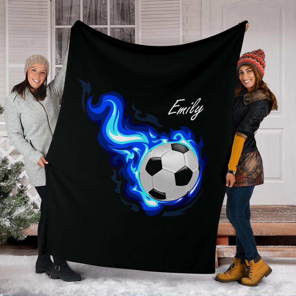 Personalized soccer blanket - custom soccer fleece blanket