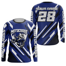 Load image into Gallery viewer, Extreme personalized dirt bike riding jersey adult&amp;kid blue motocross UPF30+ motorcycle shirt PDT237