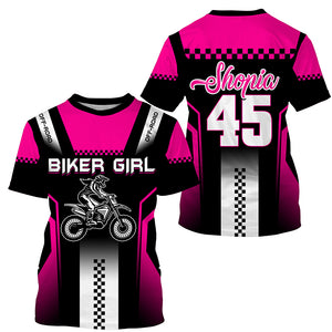 Extreme pink Motocross jersey girl UPF30+ motorcycle off-road kid adult custom MX long sleeves PDT257